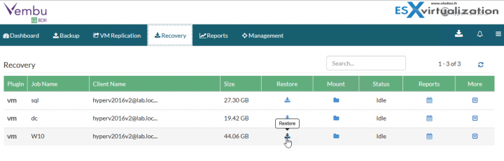 Vembu Restore Individual Files