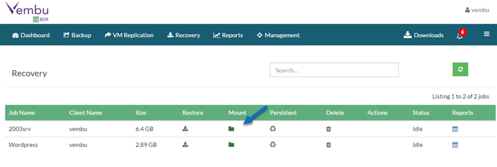 Vembu BDR Suite - Mount Backup