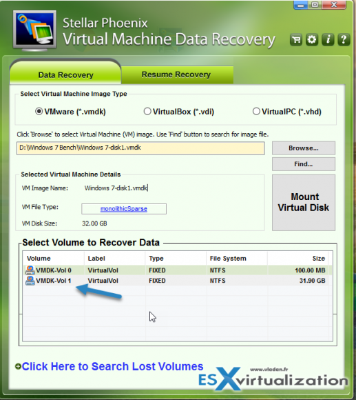 Virtual machine data recovery