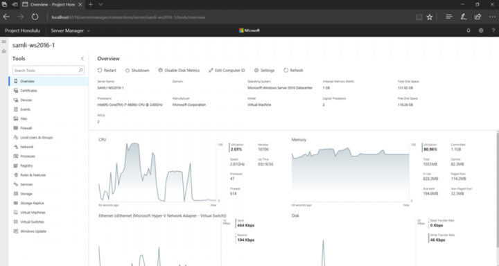 Web based server management - Project Honolulu