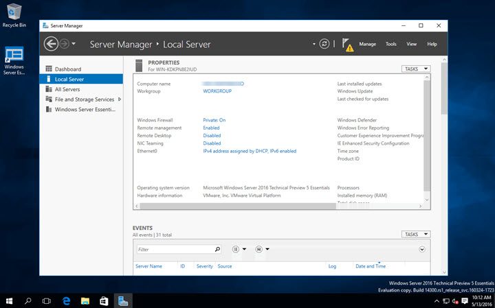 Windows Server 2016 Essentials Comparison Chart