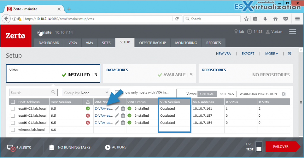 How To Upgrade Zerto Virtual Replication Appliance (VRA) ESX