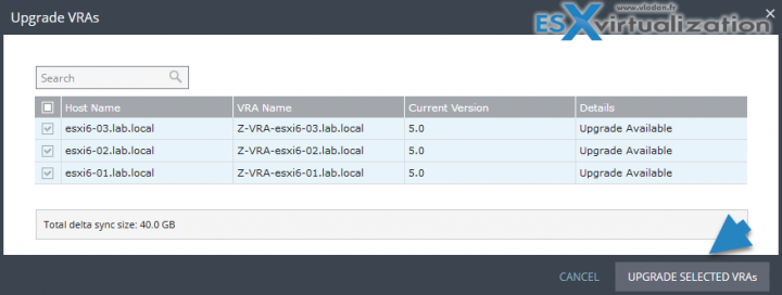 Zerto mass upgrade VRA