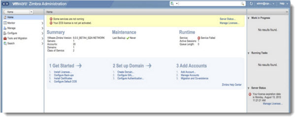 Zimbra 8 - The new Admin Interface