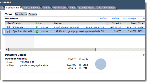 How to connect Openfiler to ESXi with NFS share