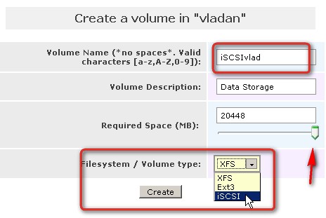 add-volume-openfiler-name