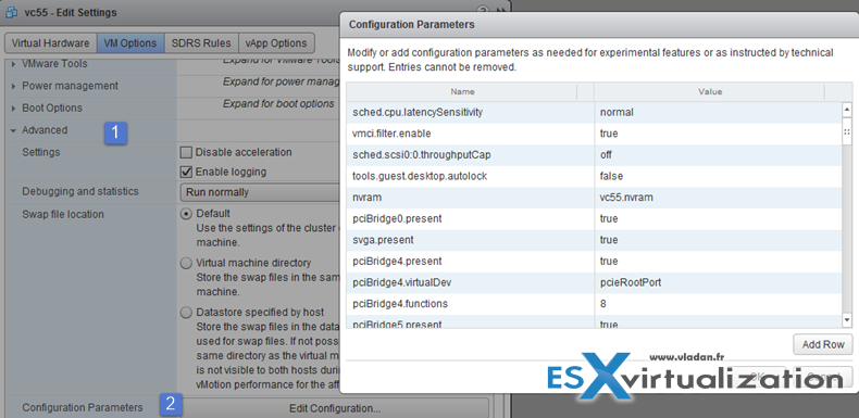 VMs Advanced Settings through vSphere Web client