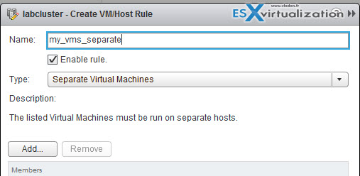 DRS Anti-Affinity Rules vSphere 6