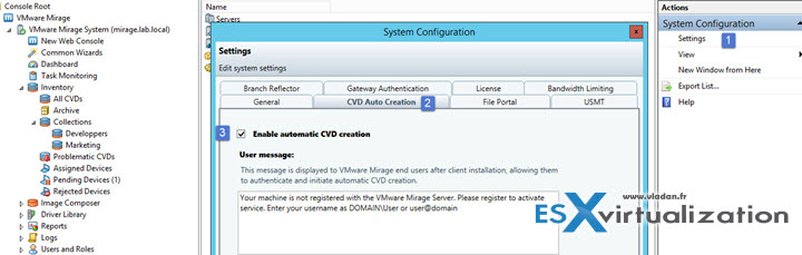 VMware Mirage - system auto centralization