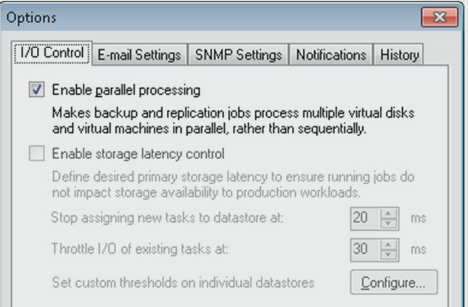 Backup I/O control