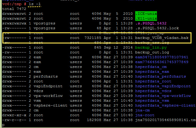 How to backup vPostgres DB on VCSA 6