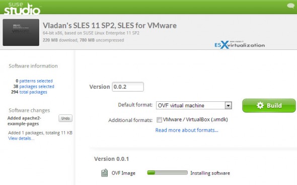 Creating VMware Branded Virtual  Appliance running SLES