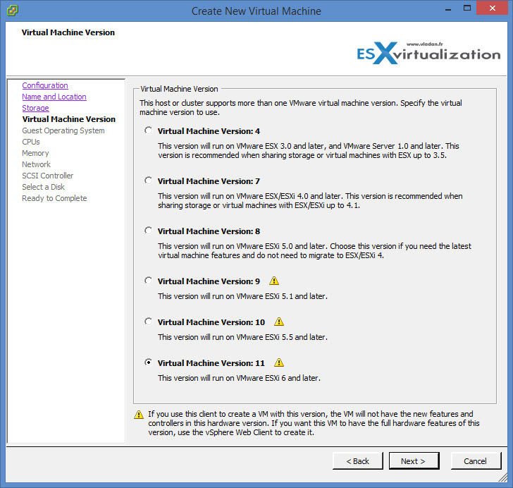 Virtual Machine Version Options in C# Client vSphere 6.0