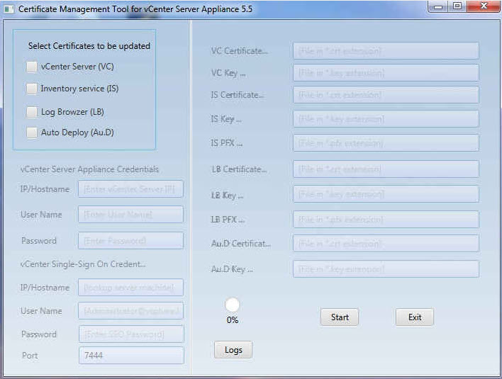 GUI front end for generating certificates on VCSA  5.5