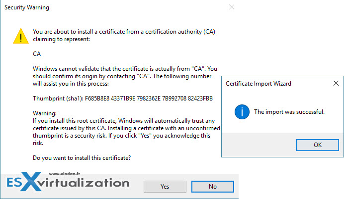 How to Stop the Self-Signed Cert warning when connecting to vCenter