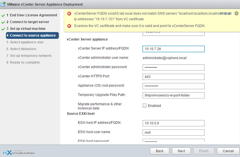 How to upgrade from VCSA 5.5 to VCSA 6.0