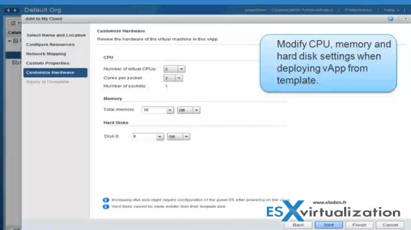 vCD customizing hardware when deploying from template