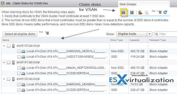 Claim disk to be used in VSAN cluster