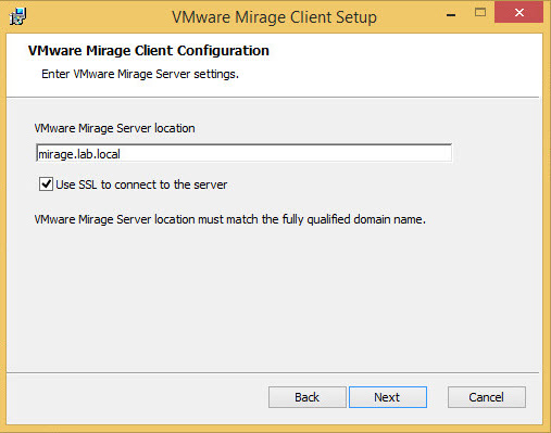 VMware Mirage Client Installation