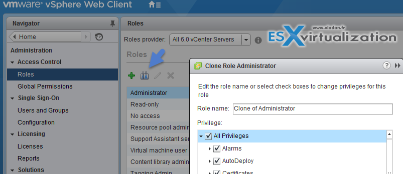 Clone, Edit, Add, Remove Role in vSphere 6