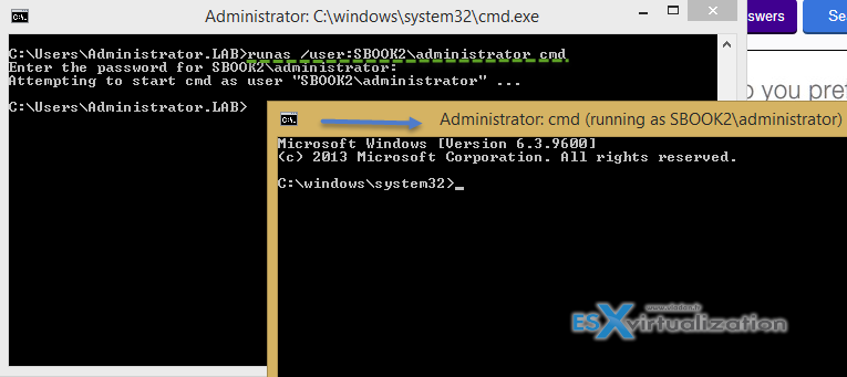 Run cmd.exe the command prompt in administrator mode on Windows 8.1 / 10