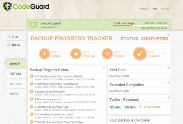 Codeguard - a Time Machine like backup service for Website or Blog