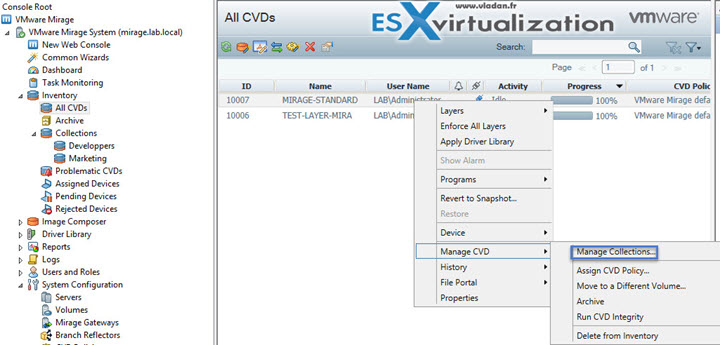 VMware Mirage - Manage collections