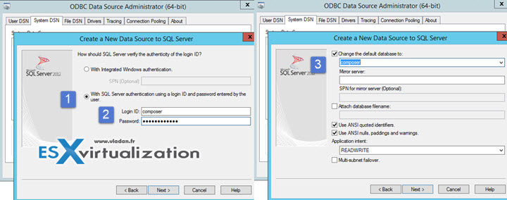 Setup ODBC for Horizon Composer Database