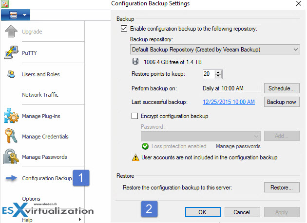 Veeam Configuration Backup