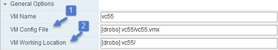 VMs settings - working location and location of VMX file