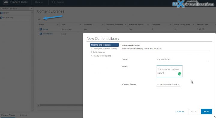 VMware vSphere content library add