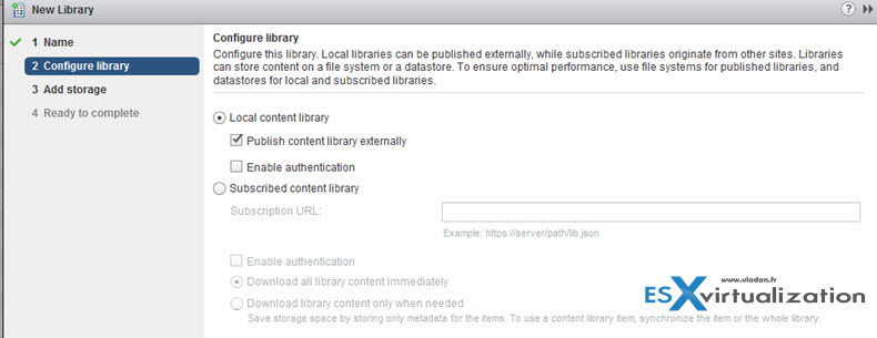 create a content library in the vSphere Web Client