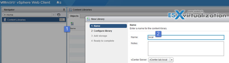 create a content library in the vSphere Web Client