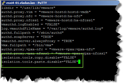 How to enable copy paste for all VMs on ESX (i) Server in vSphere 4.1