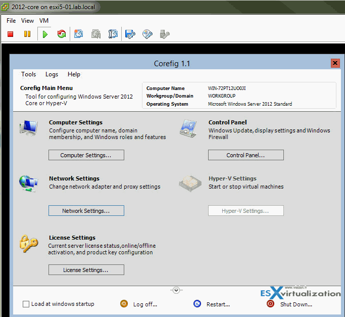 corefig hyper-v 2012 r2