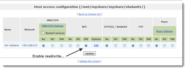 How to connect Openfiler for NFS access to ESXi host