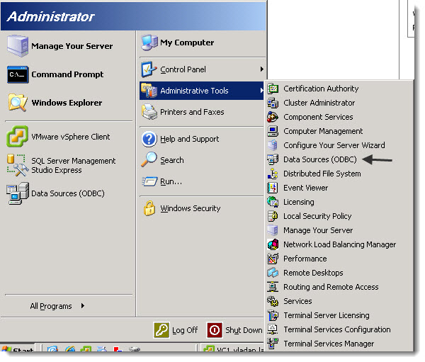 How to create VMware View Database and ODBC connection