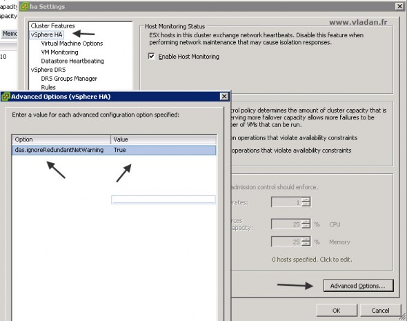 das.ignoreRedundantNetWarning - How to disable the message in VMware vSphere