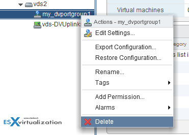 Delete PortGroup on vDS