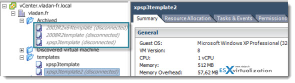 Disconnected Templates in vCenter