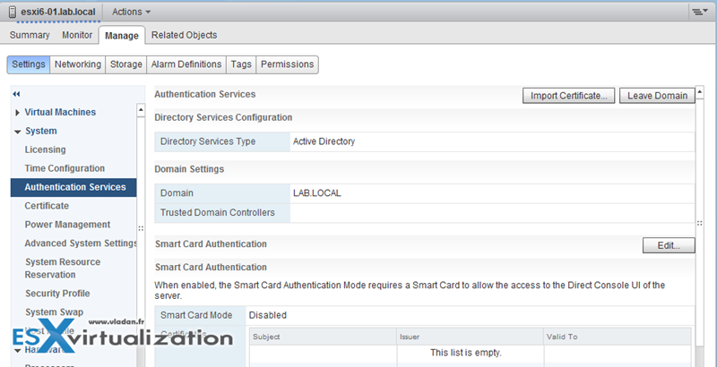 vSphere 6 - Join host to an AD domain