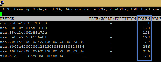 How-to the queue depth of the storage adapter and the storage device