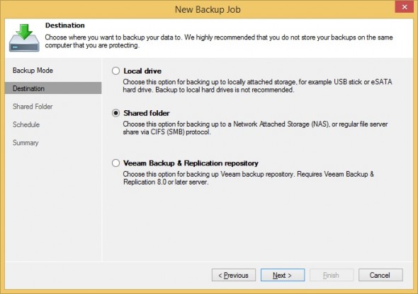 Veeam Endpoint Backup - Storage possibilities