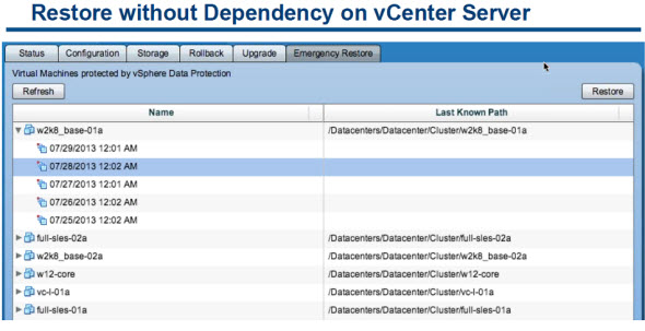 VDP 5.5 - Emergency Restore feature