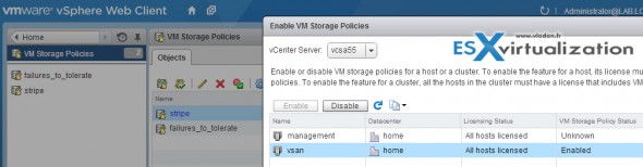 How to enable VM storage policy