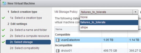 Creating New VM and applying storage policy