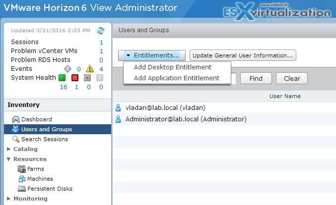 Entitlements - VMware Horizon View 