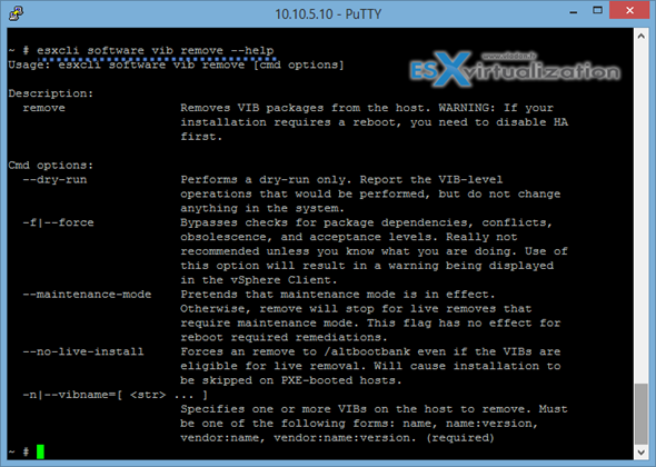 ESX Cli software vib remove