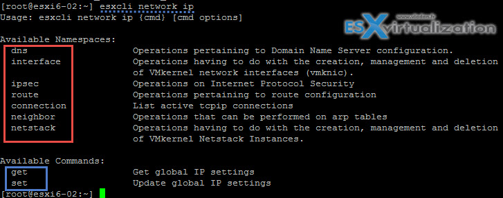 esxcli network ip