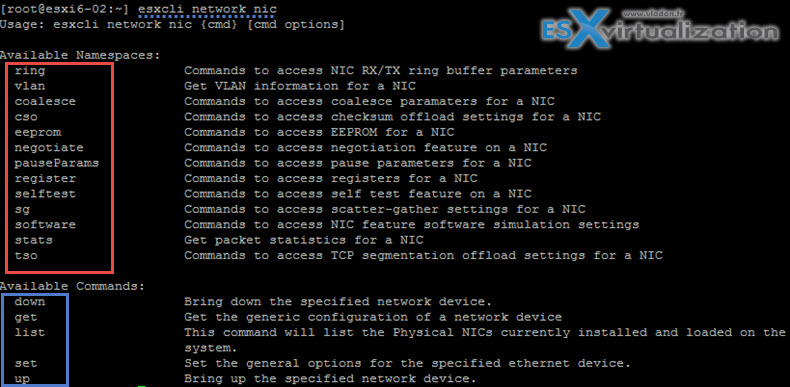 esxcli network nic